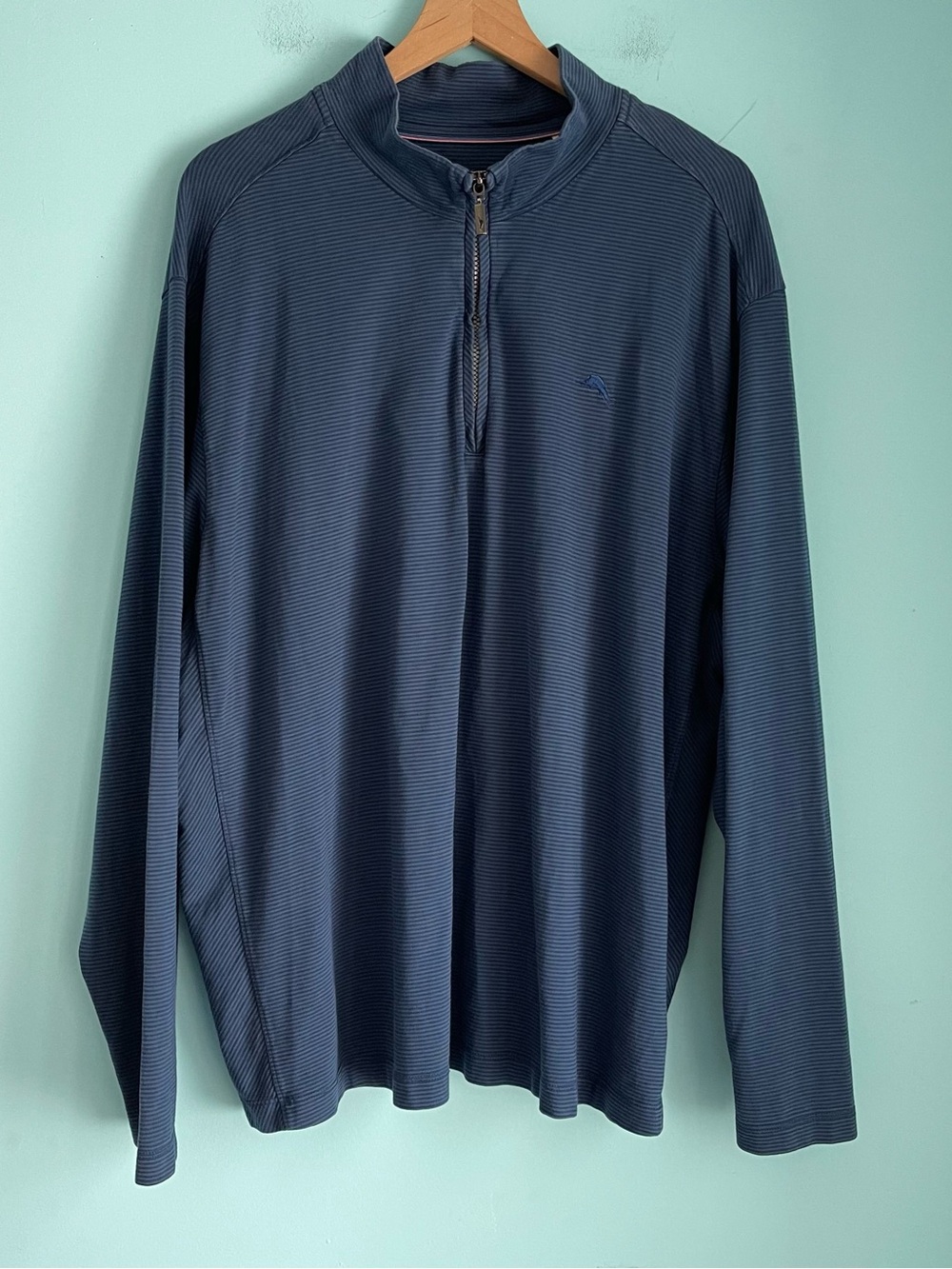 Tommy Bahama Stripe 1/4 Zip Breathable Lightweight Relaxed Pima Cotton Shirt XXL